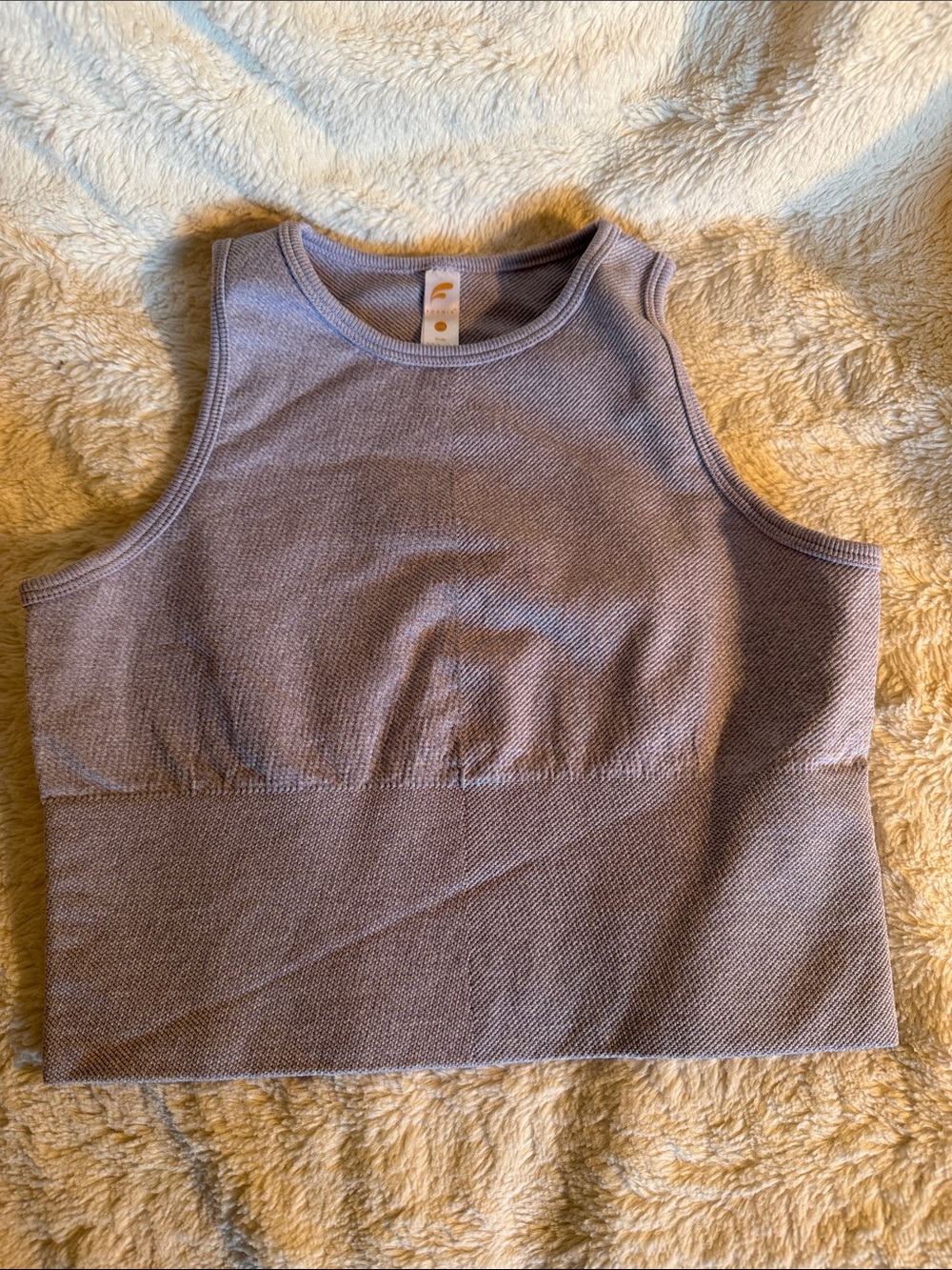 Textured Lavender Ribbed Crop Tank Top